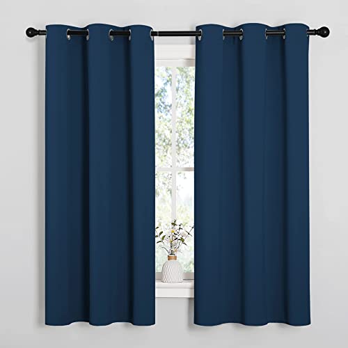 Room Darkening Curtains for Kitchen (Moroccan Blue / 42"W x 50"L (Pack of 2))