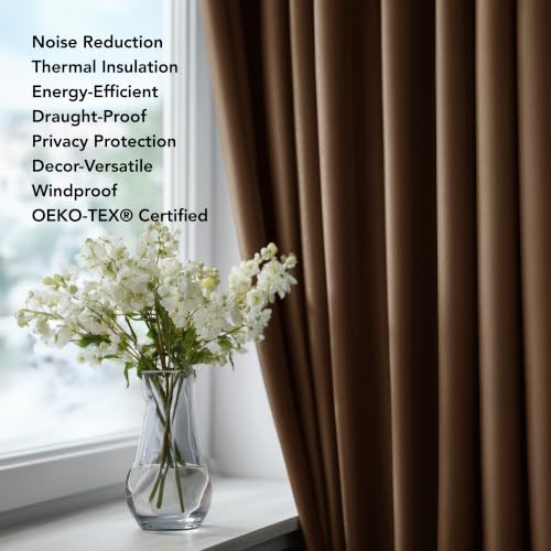 Blackout Curtains for Bedroom (Brown / 42"W x 84"L (Pack of 2))