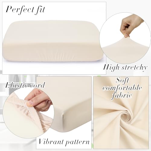 4 Pcs Stretch Cushion Covers (Beige / Seat Cover)