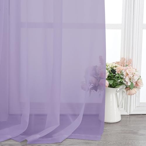 Lilac Sheer Curtains 108 Inches Long (Lilac / 42"W x 108"L (Pack of 2))