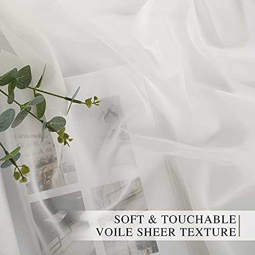 Sheer Curtains for Bedroom Windows (Beige / 37"W x 63"L (Pack of 2))
