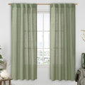 Light Filtering Linen Curtains 72 inches Long for Bedroom (Sage Green / 34"W x 72"L (Pack of 2))