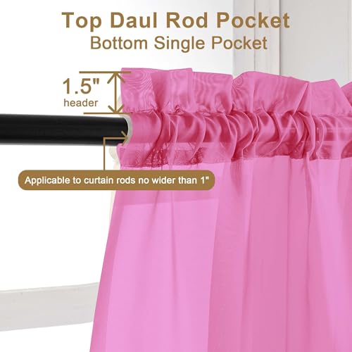 Sheer Curtains 108 Inch Length 2 Panels Set (Hot Pink / 42"W x 108"L (Pack of 2))