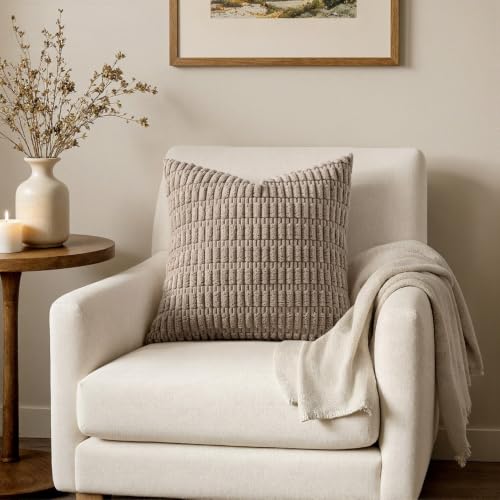 Euro Sham Decorative Throw Pillow Covers 26x26 Light Brown Pack of 2 (Light Brown / 26" x 26" (Pack of 2))