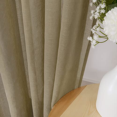 Sheer Curtain Linen Textured Living Room Curtains Sheer Light Filtering Rod Pocket Voile Curtain for Bedroom (54"W x 72"L (Pack of 2) / Taos Taupe)