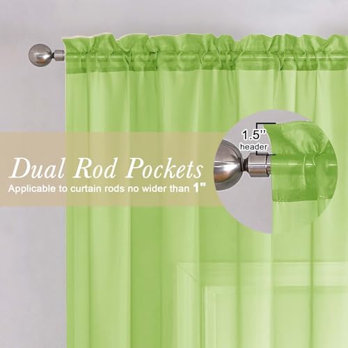 Lime Sheer Curtains 63 Inch Length 2 Pcs (Lime / 42"W x 63"L (Pack of 2))