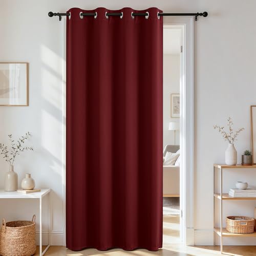 Door Curtain Blackout Curtains for Doorway Privacy Closet Drapes (Burgundy Red / 52"W x 84"L (Pack of 1))