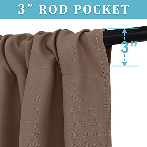 Extra Wide Blackout Curtains for Bedroom Living Room 63 inch Long (Mocha / 62"W x 63"L (Pack of 2))