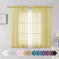 Yellow Sheer Curtains 54 Inch Length 2 Panels Set (42"W x 54"L (Pack of 2) / Yellow)