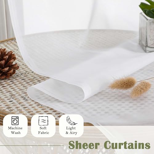 White Sheer Curtains 78 Inches Long 2 Pcs (White / 59"W x 78"L (Pack of 2))