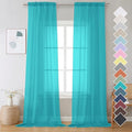 2 Panels Sheer Curtains 108 Inches Long (Turquoise / 42"W x 108"L (Pack of 2))