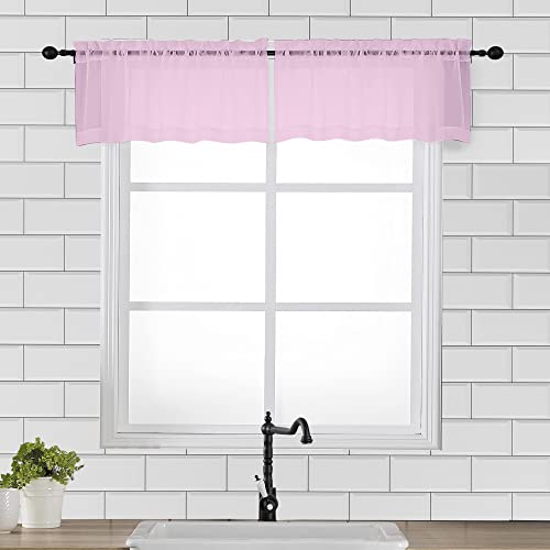 Light Pink Sheer Window Valance Curtains (Light Pink / 42"W x 14"L (Pack of 2))