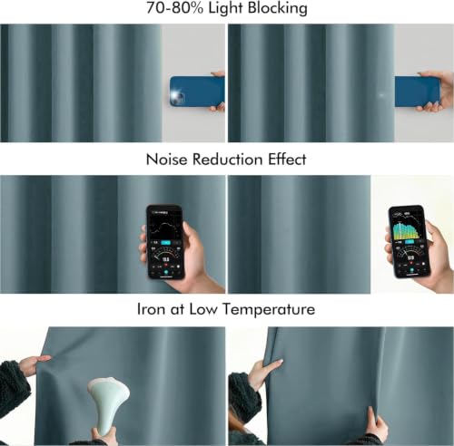 Greyish Blue Back Tab Blackout Curtains 52x102 Inch Long 2 Panel Set (Greyish Blue / 52"W x 102"L (Pack of 2))