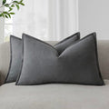 Decorative Linen Lumbar Throw Pillow Covers 12x20 Inch Grey (20" x 12" (Pack of 2) / Grey)