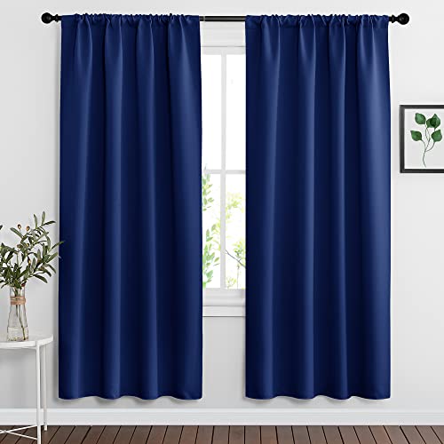 Blackout Curtains for Bedroom Living Room Nursery 63 inches Long (Navy Blue / 34"W x 63"L (Pack of 2))