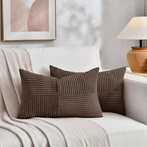 2 Packs Dark Brown Long Lumbar Decorative Throw Pillow Covers 12x24 Inch for Couch Bed Sofa (Dark Brown / 24" x 12" (Pack of 2))