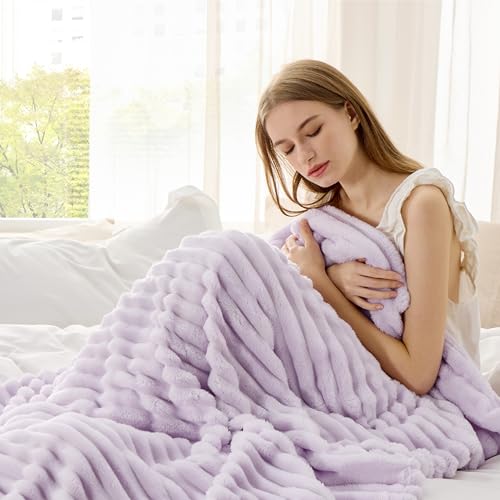 Soft Twin Blanket for Bed Decor Gifts Lavender Fog 60"x80" (Lavender Fog / Twin)