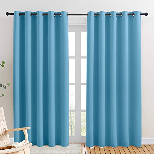 Blackout Draperies Curtains for Kids Room (Teal Blue / 70"W x 84"L (Pack of 2))