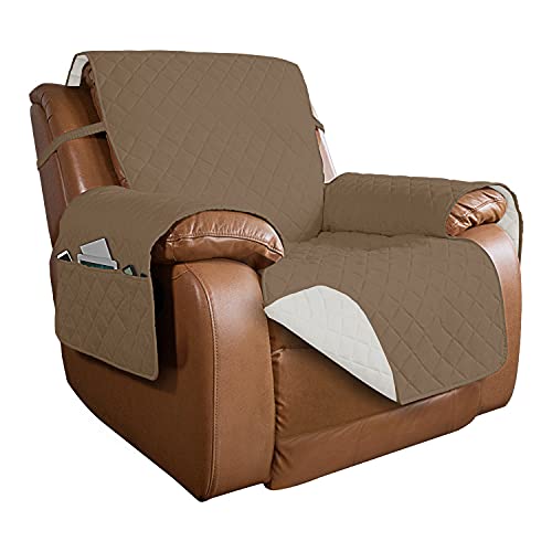 Reversible Recliner Chair Covers Couch Covers for Dogs (Large Recliner / Camel/Ivory)