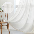 90 Inch Curtains for Sliding Glass Door Windows (50"W x 90"L (Pack of 2) / Beige White)