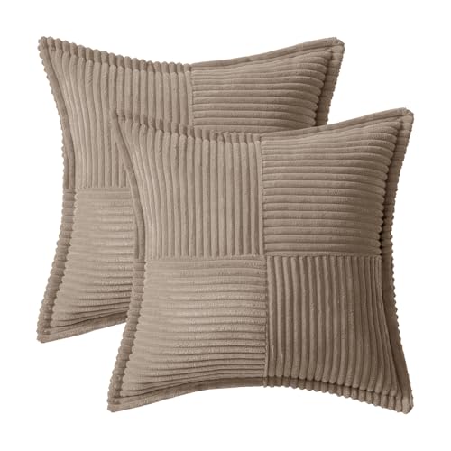 Decorative Throw Pillow Covers for Couch 16x16 Inch Light Brown (Light Brown / 16" x 16" (Pack of 2))