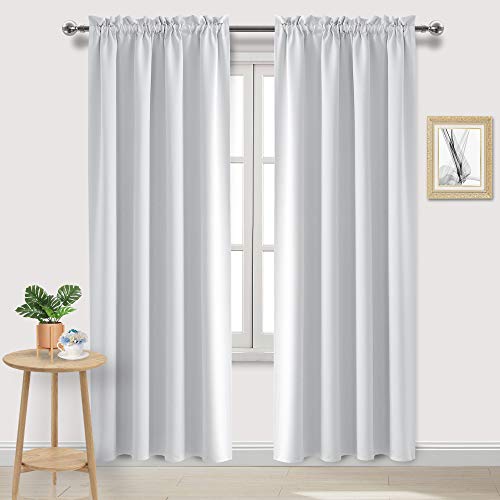 Blackout Curtains for Bedroom Living Room 52 x 84 Inch Long 2 Panels (Greyish White / 52"W x 84"L (Pack of 2))
