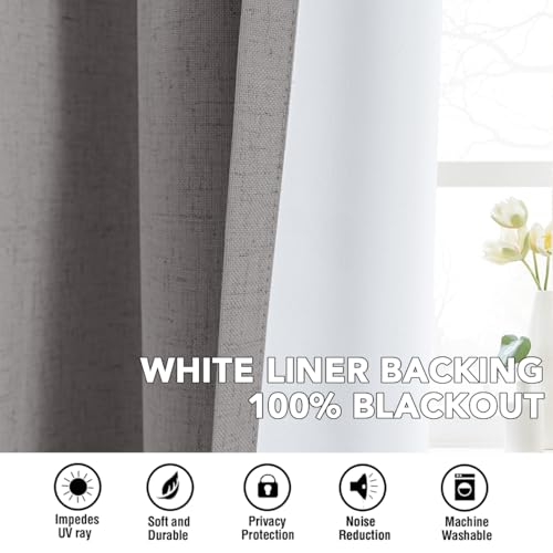 100% Blackout Linen Curtains 45" L 2 Panels Heathered Dove (Heathered Dove / 52"W x 45"L (Pack of 2))