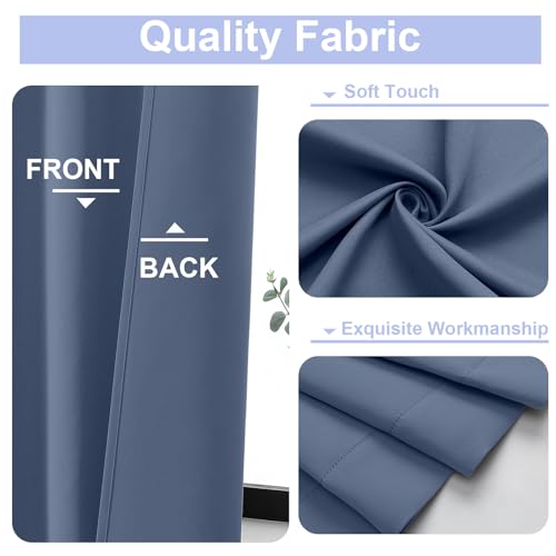 Denim Blackout Curtains for Bedroom 96 Inches Long 2 Panels (Denim / 50"W x 96"L (Pack of 2))