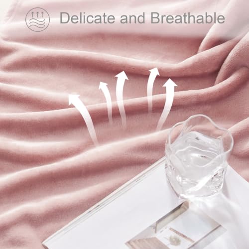 Soft Fleece Throw Blanket for Couch (Dusty Pink / Throw (50" x 60"))