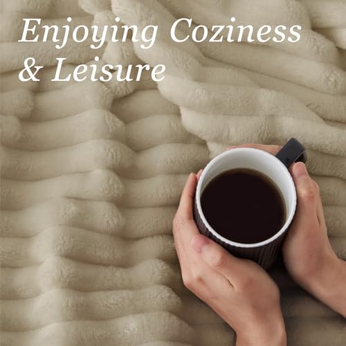 Ribbed Twin Blanket for Couch & Bed (Linen / Twin(60"x80"))