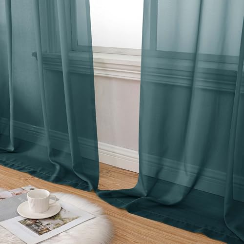 Dusty Blue Sheer Curtains 84 Inches Long 2 Panels Set (40"W x 84"L (Pack of 2) / Dusty Blue)