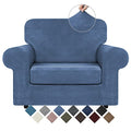Velvet Stretch 2 Pieces Chair Sofa Slipcovers Washable (Small / Light Blue)