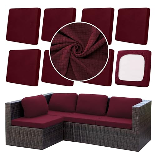 8Pcs Outdoor Cushion Covers (Claret Red / 8PCS)