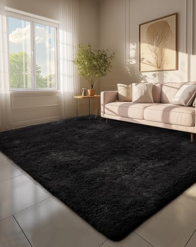 6x9 Black Rugs for Living Room (3- Black / 6' x 9' (Rectangular))