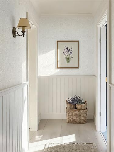 Boho Peel and Stick Wallpaper Modern Floral Wall Paper Neutral Beige Contact Paper Self Adhesive Removable Renter Friendly Wallpaper for Bedroom and Living Room Shelf Liner Vinyl 17.3'' x 385'' (Light Beige / 17.3" x 385")