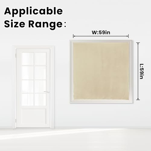 Self Adhesive Portable Blackout Curtains for Bedroom Easy to Install Window Thermal Lnsulated Kitchen Room Darkening Small Window Curtains (59"W x 59"L (Pack of 1) / Beige)