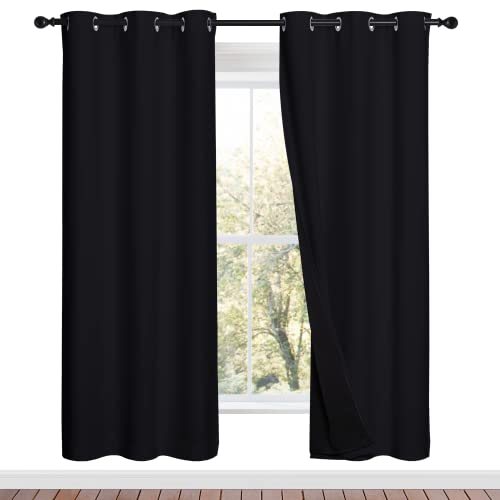 Black Blackout Curtains for Nursery 42" Wide x 72" Long 2 Panels (Black / 42"W x 72"L (Pack of 2))