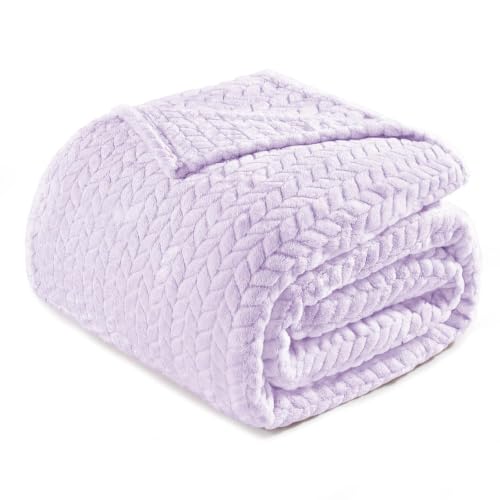 Soft Fleece Bed Blanket Queen Size (Lilac Purple / Queen ( 90x90 IN ))