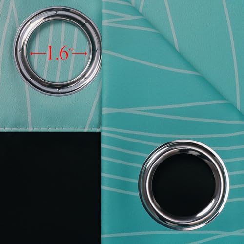 Navy Blue and Teal Gradient Blackout Curtains for Bedroom 45 Inches Long (Navy Blue and Teal / 42"W x 45"L (Pack of 2))