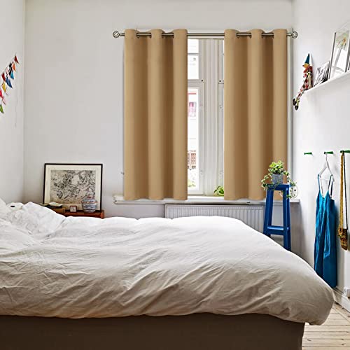 Short Curtains for Small Window 54 Inch Long (Khaki / 38"W x 54"L (Pack of 2))
