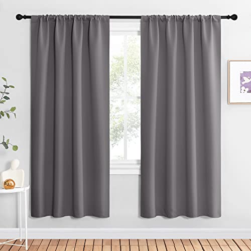 Gray Blackout Curtains for Office 42" Wide x 72" Long 2 Panels (Grey / 42"W x 72"L (Pack of 2))