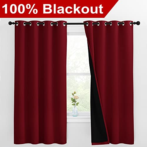 100% Blackout Cold Blocking Curtain Panels (Burgundy Red / 55"W x 68"L (Pack of 2))