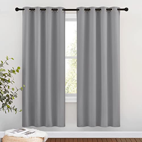 Blackout Window Curtains & Drapes 72" Long (Silver Grey / 46"W x 72"L (Pack of 2))