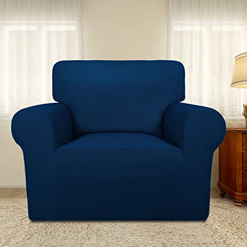 Super Stretch Chair Covers Fleece Couch Covers for Sofa Navy (Small Chair / Navy)