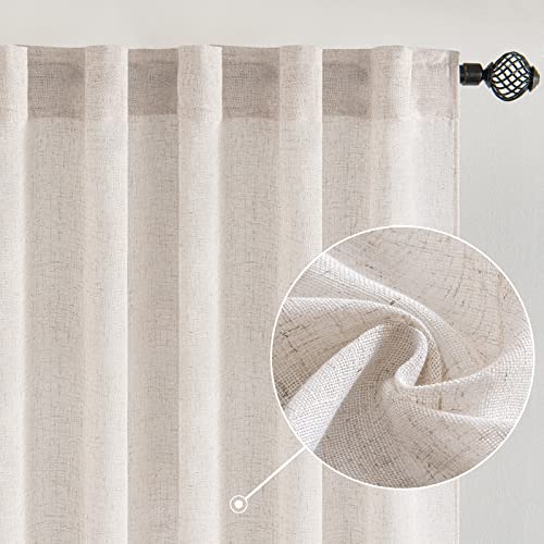 White Linen Curtains 42x84 Inch Length 2 Panels for Bedroom Decor (42"W x 84"L (Pack of 2) / Bleached Linen)