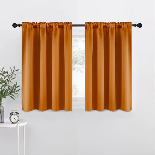 Room Darkening Cafe Satin Curtains for Small Windows (Orange / 42"W x 36"L (Pack of 2))