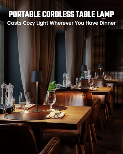 Cordless Table Lamps Rechargeable (1 Pack-Round Base / Black)