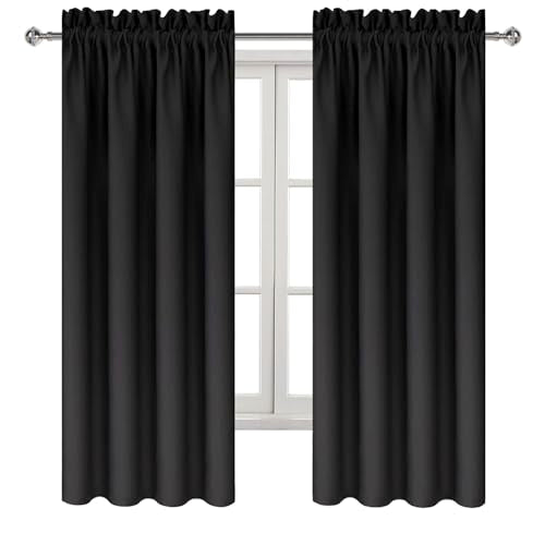 Blackout Curtains for Bedroom Living Room 38 x 72 Inch Long Black (Black / 38"W x 72"L (Pack of 2))