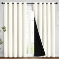 Cream 100% Blackout Curtains 96 Inches Long for Bedroom 62" Wide (62"W x 96"L (Pack of 2) / Cream)