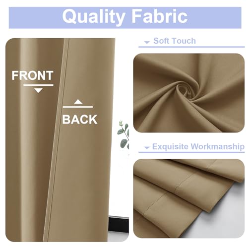 Taupe Blackout Curtains for Bedroom 96 Inches Long 2 Panels (Taupe / 50"W x 96"L (Pack of 2))